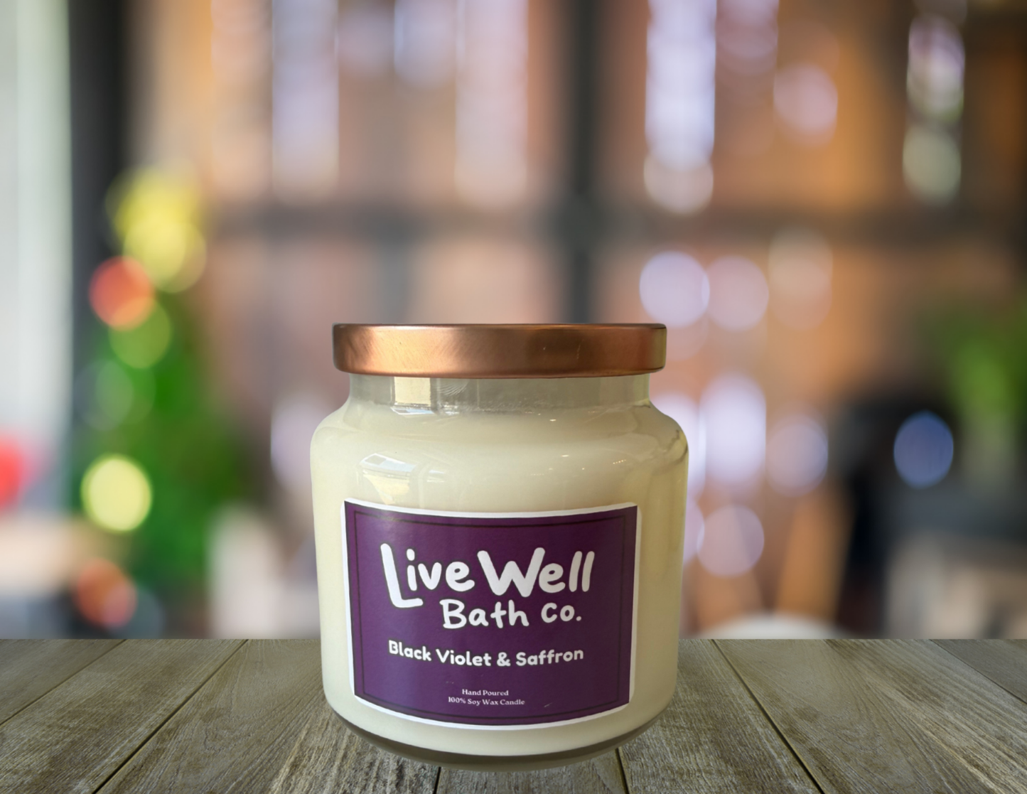 Live Well Bath Co – Black Violet and Saffron Candle