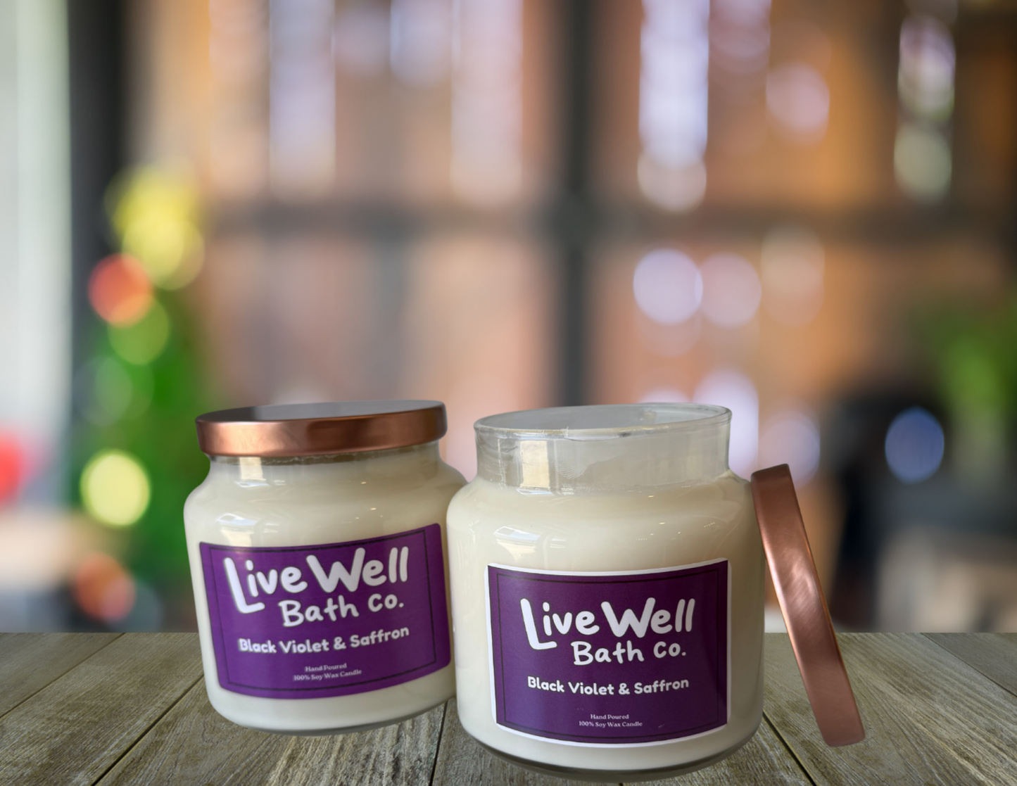 Live Well Bath Co – Black Violet and Saffron Candle
