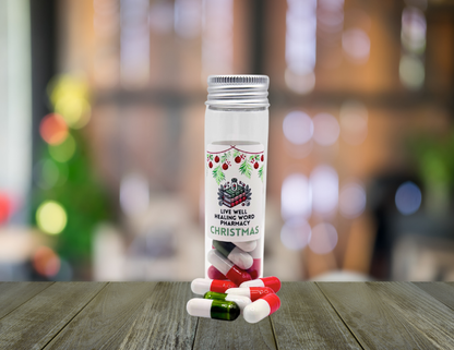 Live Well Bath Co- Healing Words Pharmacy Christmas Pills